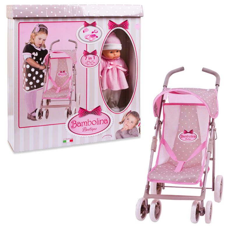 Набор Bambolina Boutique - прогулочная коляска, кукла и набор аксессуаров  